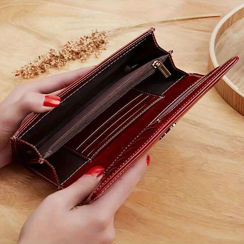 Bi-Fold Pu Leather Coin Purse Clutch Bag, Simple Wallet-Thin, Multi-Card Slot Credit Card Holder, Women's Long Wallet C260304