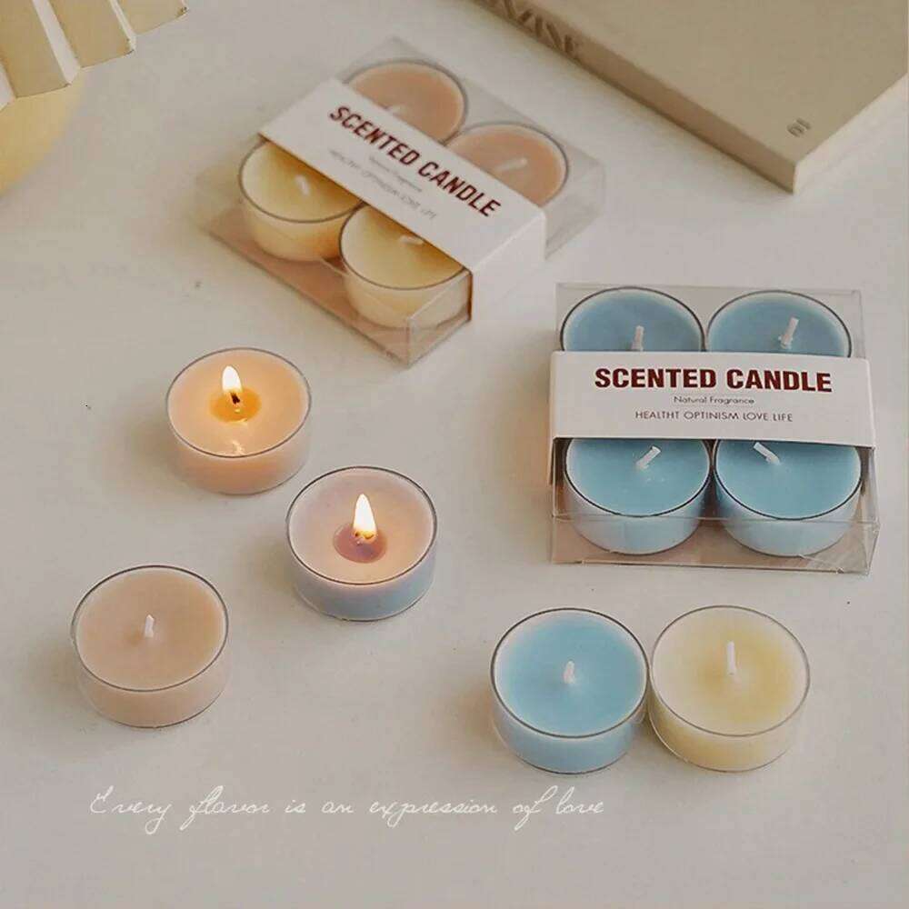 4 Pieces Handmade Scented Aromatherapy Soy Wax Candle for Home Decoration Birthday Party Wedding Photo Props W260304