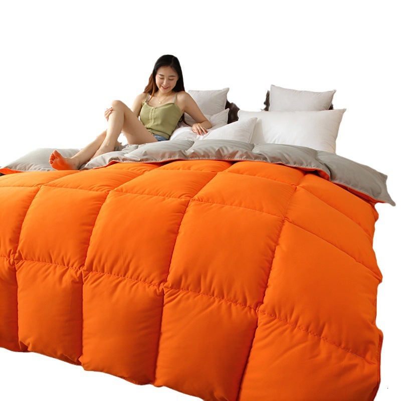 Warm Spring/Autumn Quilt with Down-Like Fiber, Anti-Pilling, Solid Color Two-Tone Antibacterial Quilt