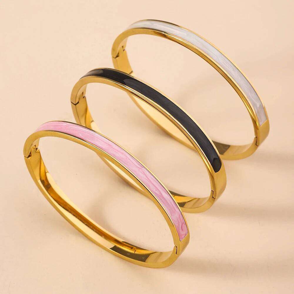 Color Drip Oil Non Fading Stainless Steel Bracelet With Buckle, Simple And Fashionable Handmade, 2024 New Edition XJ260303