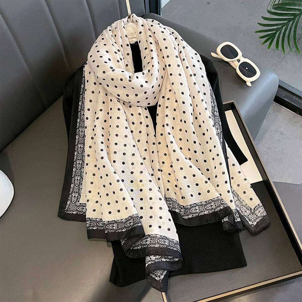 Luxury Polka Dot Scarf Women Elegant Shawl Warps Daily Ladies Hijab Neckerchief Soft Stain Scarves For Travel Wear XJ260304