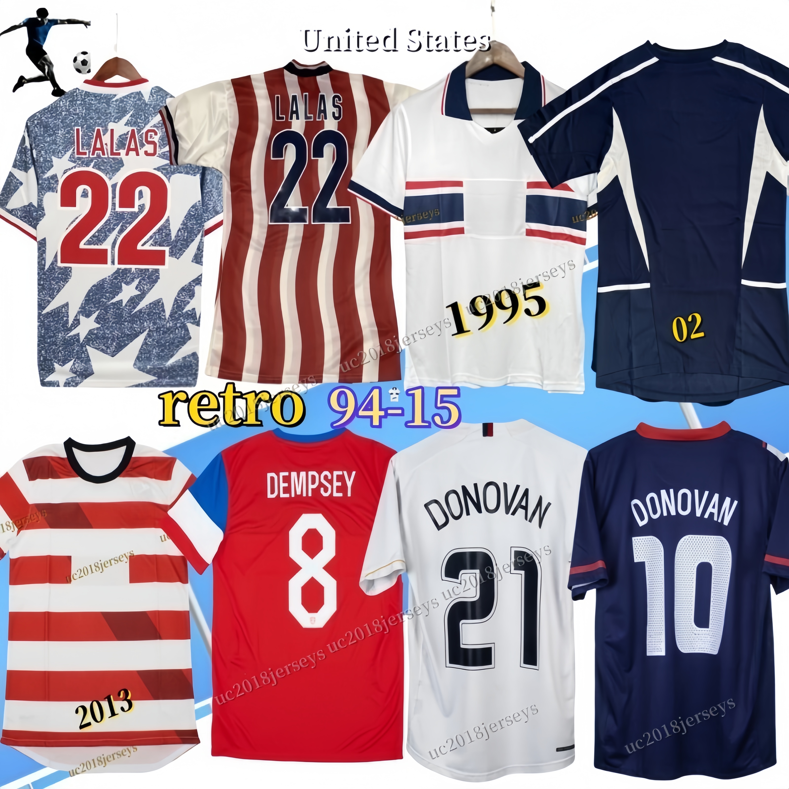 Usajerseys 1990-15 classic Away Shirt retro soccer jerseys Lalas Ramos Balboa 94 95 02 10 13 14 15 16 Americaclassic national team football shirts