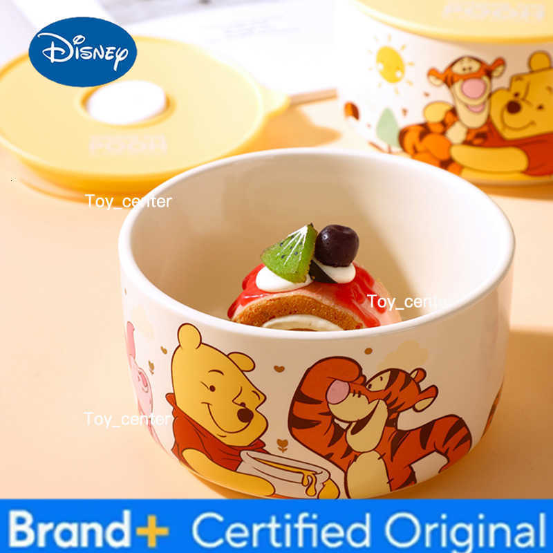 Disney Winnie the Pooh Tigger Large Medium Small Ceramic Fresh Bowl Sealed Refrigerator Bento Box Round Microwave Heating Lid H260304