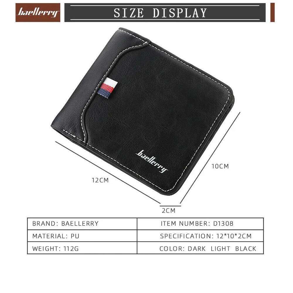 Men's Short Pu Leather - Baellerry Ultra Thin Card Organizer for Cash/Coins | RFID Safe Small Pocket Wallet C260304