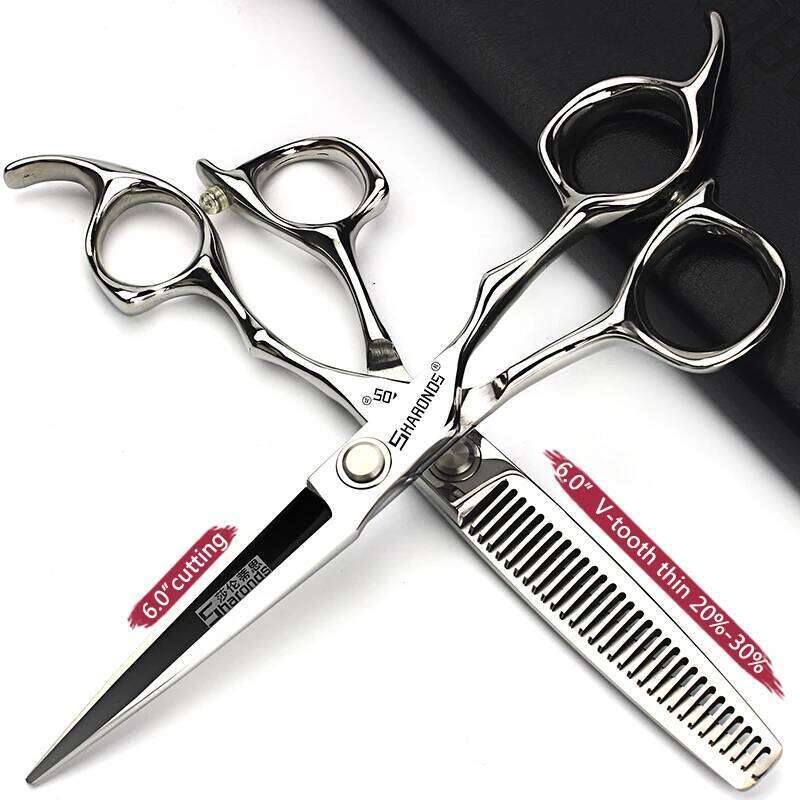 6'' Professional Barber Scissors Japan 440c Stainless Steel High Quality Hairdressing Shears Hair Salon Haircut Household Set H260303