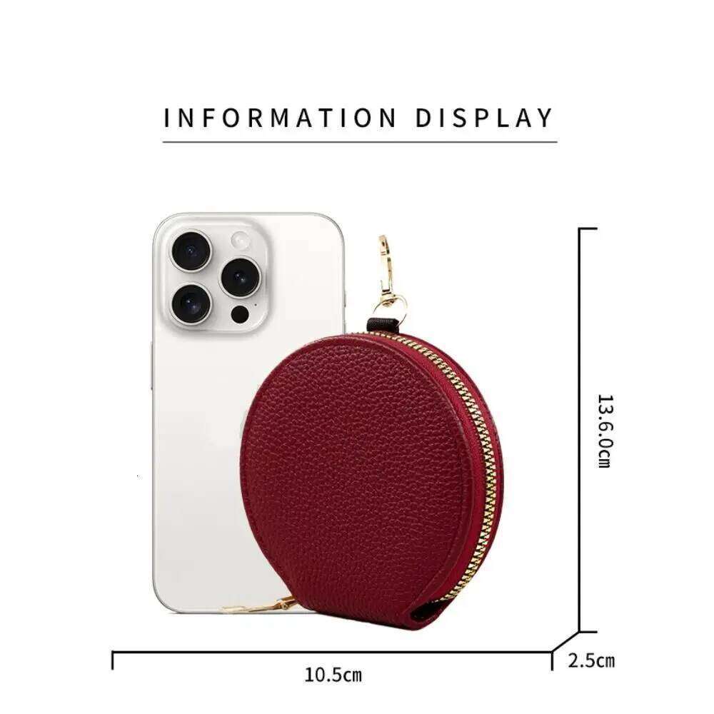 Korean Style Women Round Wallet Small PU Leather Card Holder Zipper Coin Purse Girls Money Bag with Chain C260304