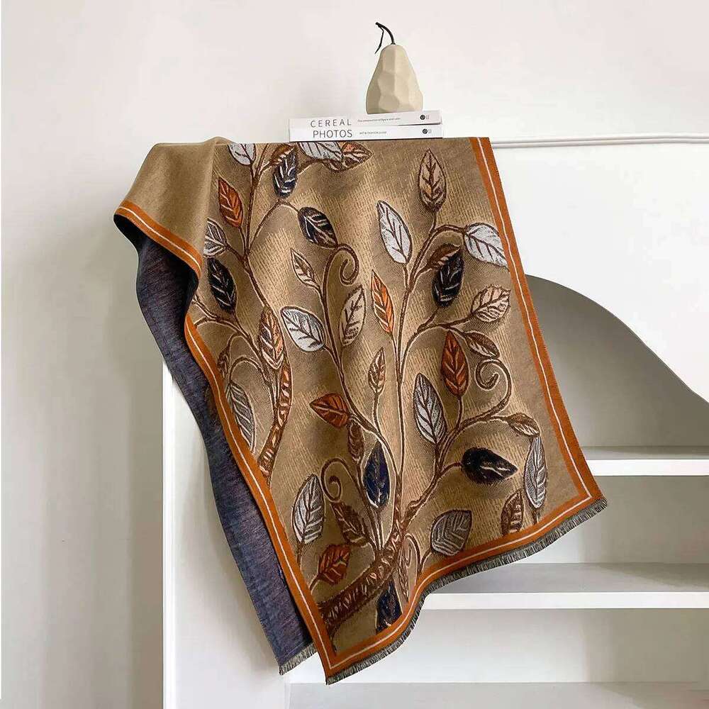 Women Latest Design Winter Two-Sided Jacquard Leaf Pattern Imitation Cashmere Scarves High Quality Thicken Wrap Shawl Ladies XJ260304