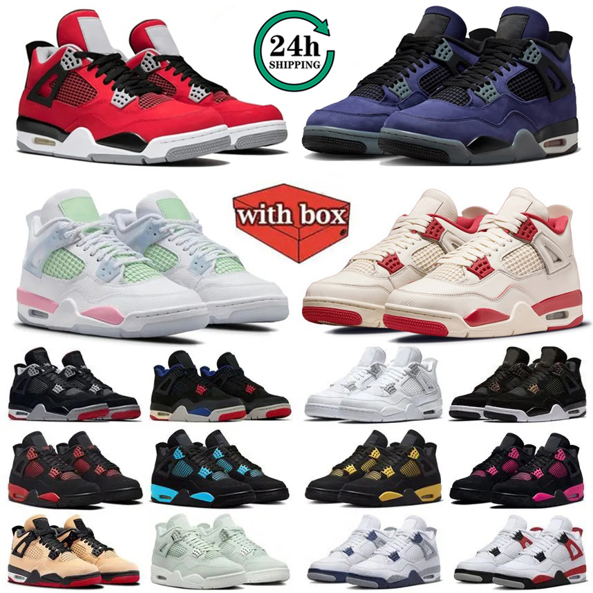 With Box 4 4s Basketball Shoes Lakers Toro Bravo Black Cat Valentine's Day Sierra Red Thunder White Cement Flight Club Pure Money Comic Men Women trainers Sneakers 36-47