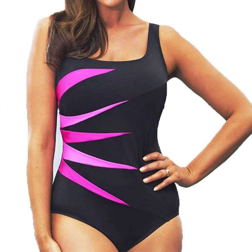 1pc Women Strap Pattern Stitching Swimwear Lady Swimsuit Sexy Bikini Summer Slim Bathing Suit Y260303
