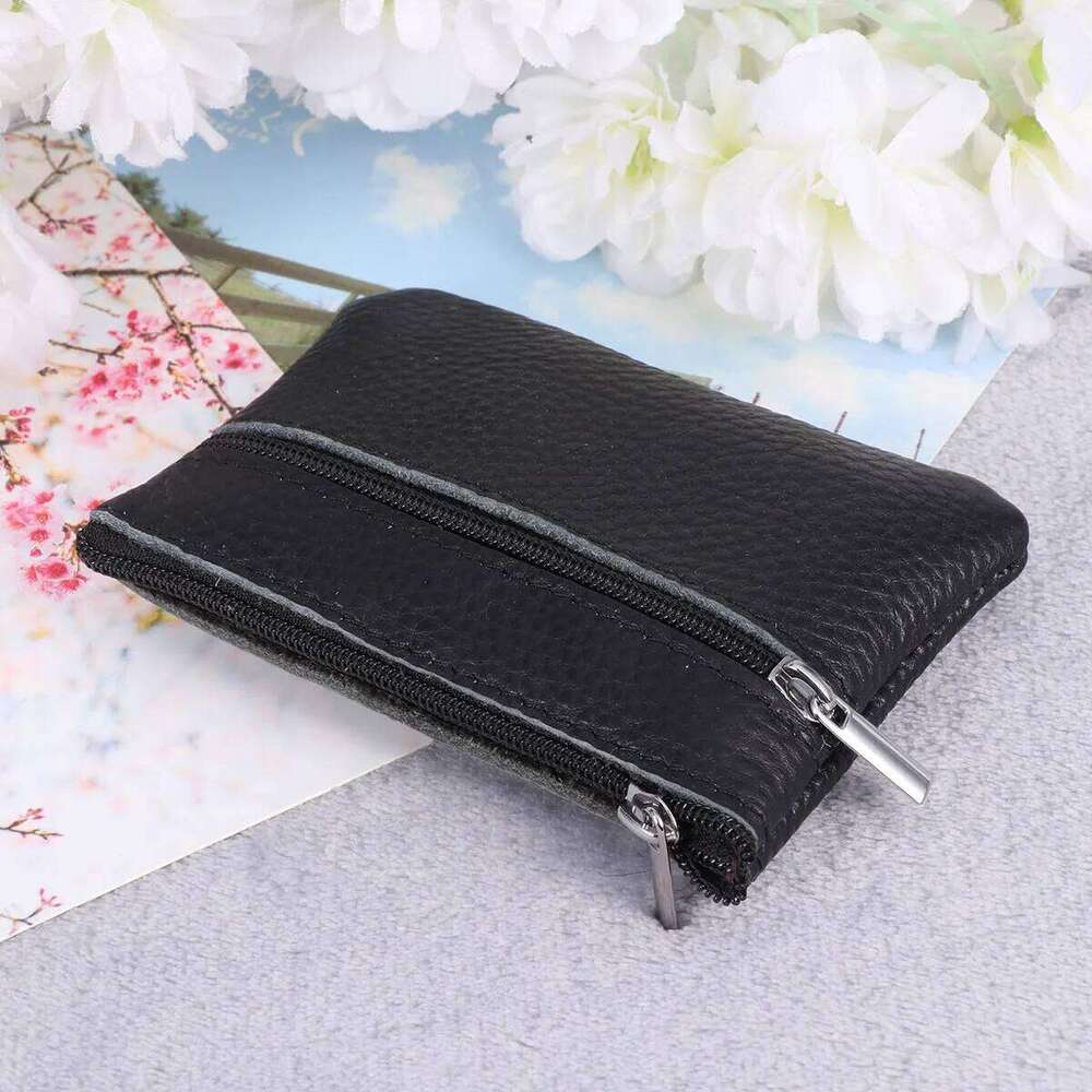 Mini Black Small Zipper Pocket Wallet Storage Bag Men Women Daily Use Coin Purse C260304