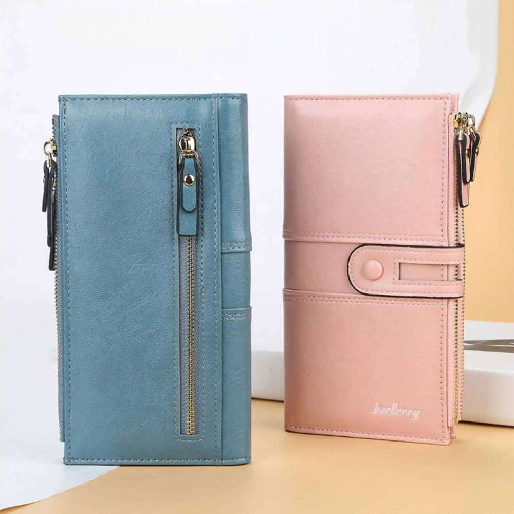 Large Capacity Double Zipper Buckle Long Leather Wallet For Women Fashion Multi-Slot Clutch Bag Vintage Card Holder Coin Purse C260304