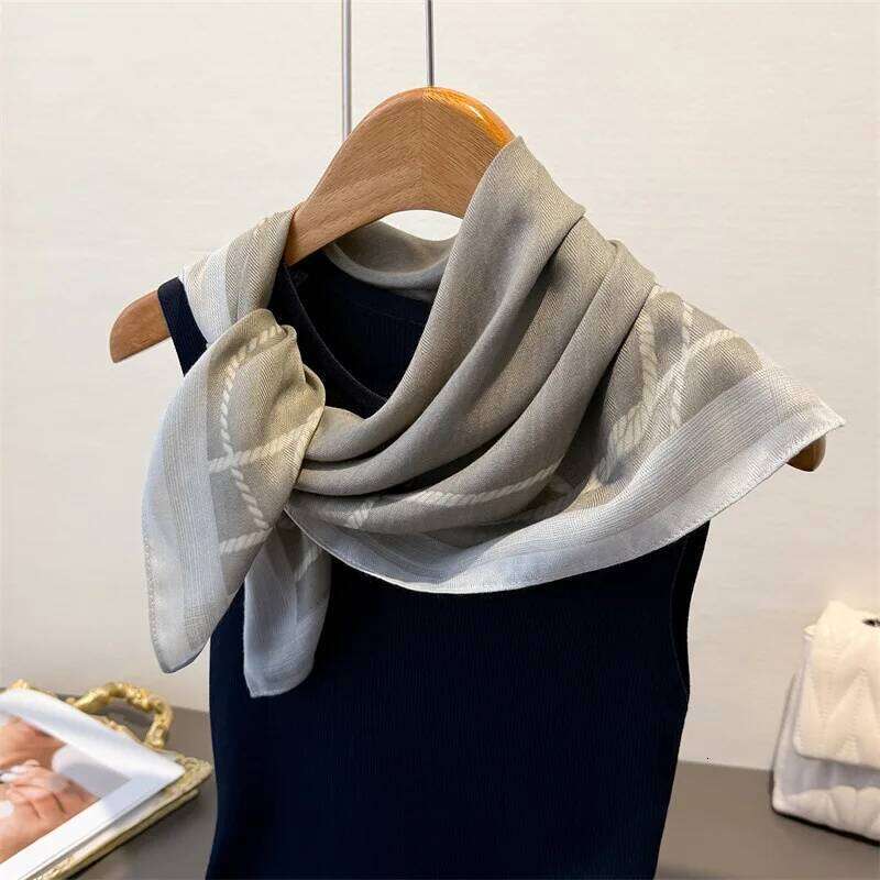 Luxury Solid Color Square Scarves For Women Soft Stain Neck Scarf Shawl Warp Elegant Neckerchief Bandanas Fashion Hijab XJ260304