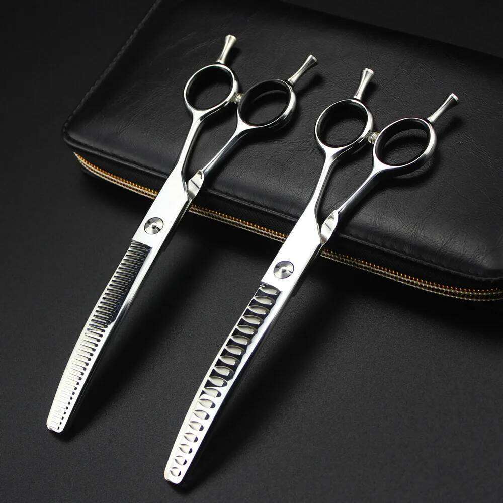Professional Japan 440c 7 '' Upscale pet dog grooming Curved hair haircut barber Thinning shears Hairdresser scissors H260303