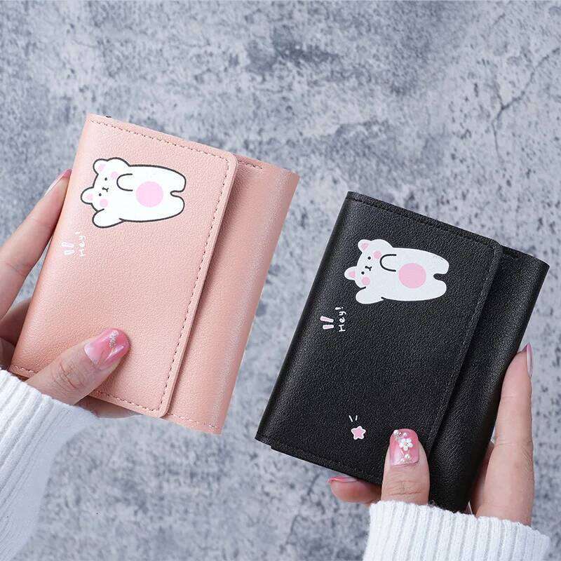 New Brand Pu Leather Student Triple Fold Bag Girl Multi-Card Slots Card Holder Short Ladies Coin Purse Cartoon Wallets C260304