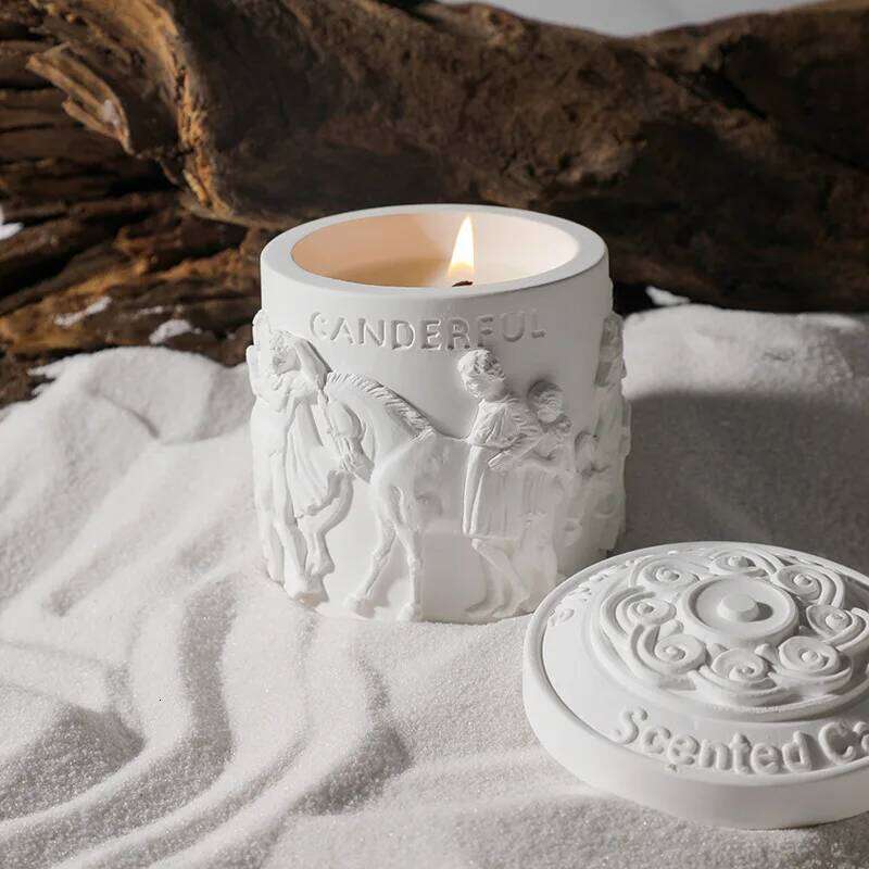 Luxury The Parthenon Sculpture Jar Aromatherapy Candle Plaster Cup Soy Wax Plant Essential oils Candles Home Decoration W260304