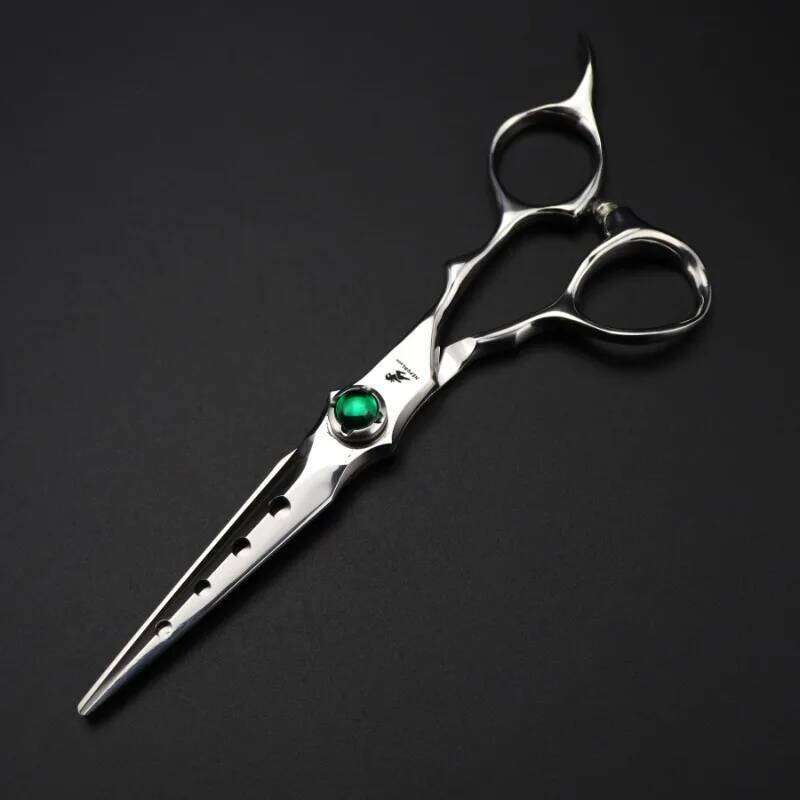 Professional JP440c steel 6 '' green gem hair cutting barber tools Tiger haircut thinning shears hairdresser scissors H260303