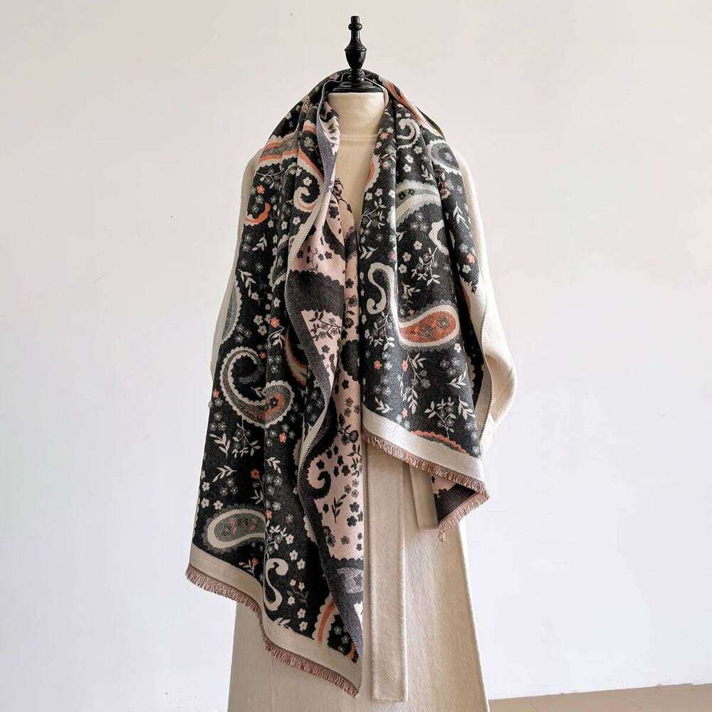 Women Cashmere Winter Paisley Patterned Thick Warm Blanket Scarf Cashew Flower Scarves Fashionable and Luxurious XJ260304
