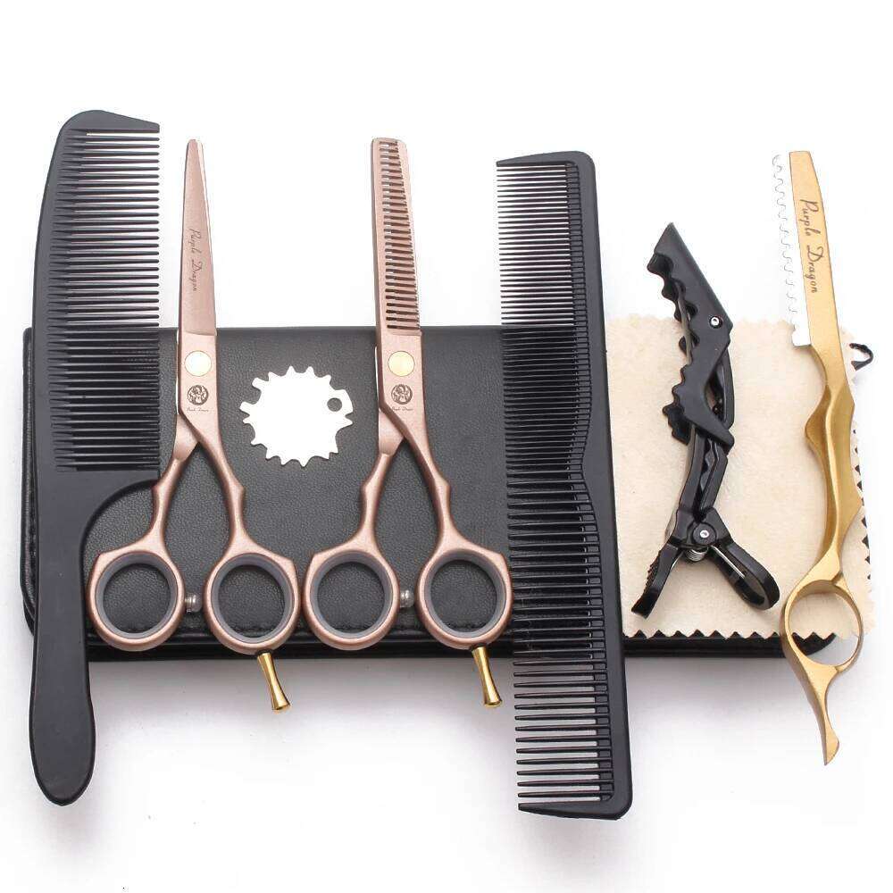 Hairdressing 5.5" Japan Stainless Purple Dragon Professional Hair Cutting Shears Set Thinning Scissors Z1104 H260303