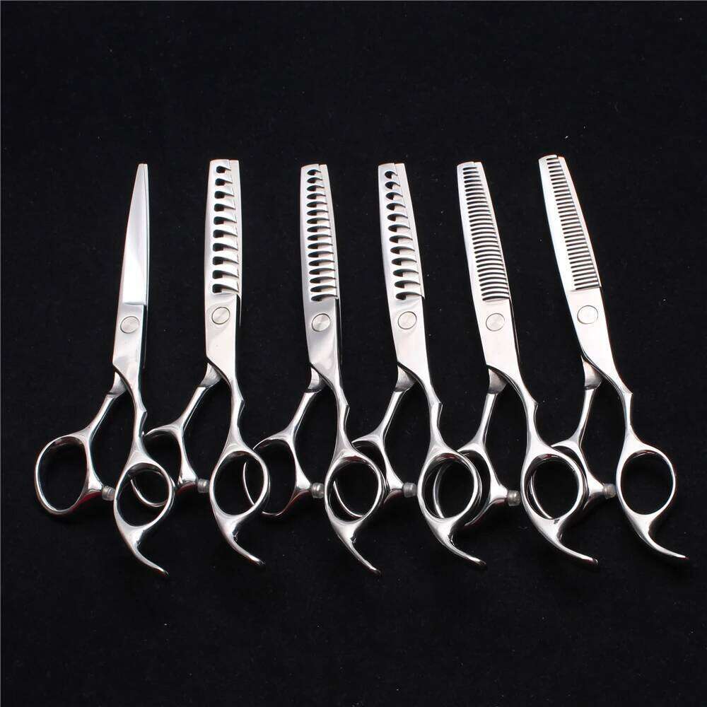 6" 17cm 440C Customized Logo Barber Shop Cutting Shears Thinning Hairdressing Supplies Professional Hair Scissors C2000 H260303