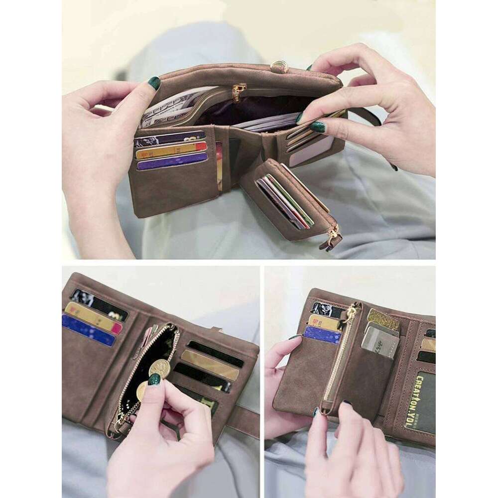Women's short frosted Korean version student small fresh cute Tri-fold multi cardslot zero multifunctional wallet C260304