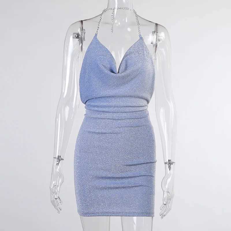 2026 Womens Summer European American Sexy Halter Strap Backless Bodycon Vacation Party Dress M260304