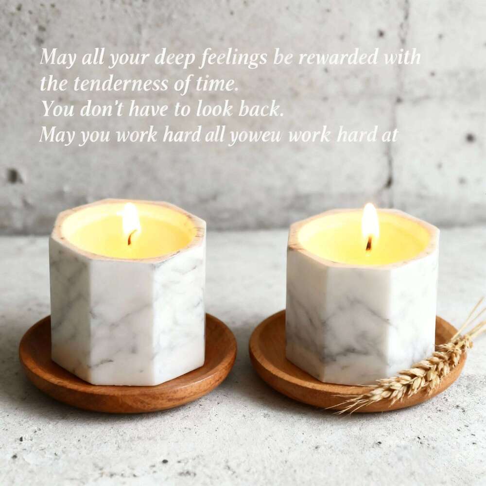 Soy Wax Scented Marble Design Smokeless Aromatherapy Jar Candle, Home Decor Relaxing Gifts for Wedding Birthday Valentin W260304