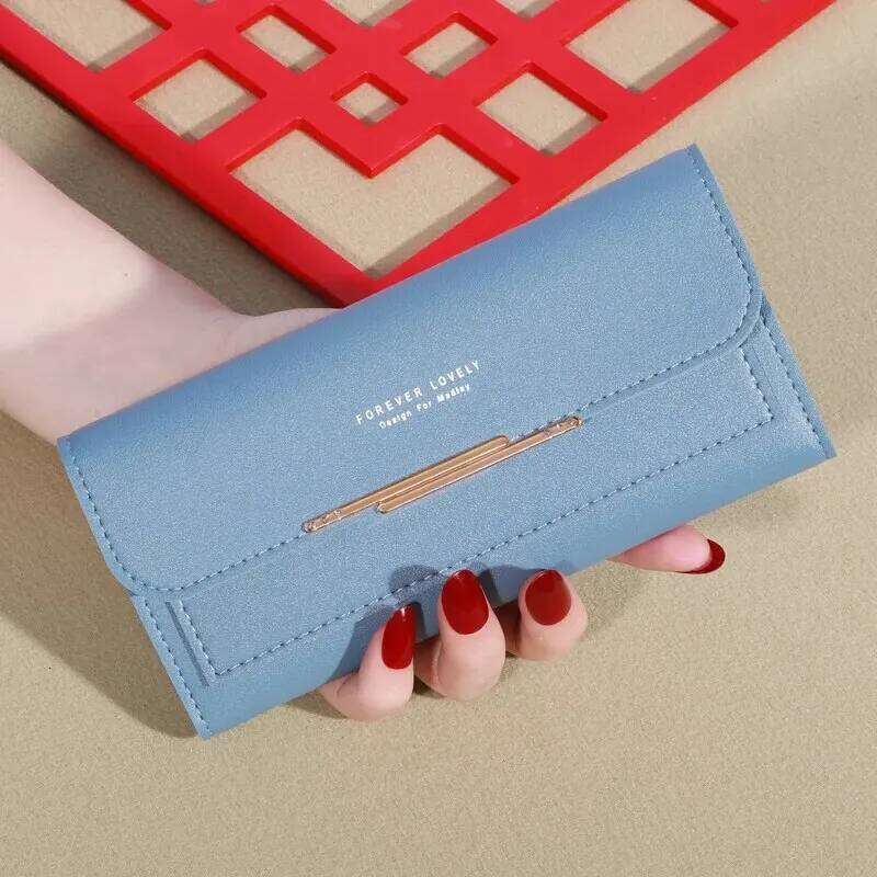 2024 New Women's Metal Long Folding Personalized Student Cute Mini Fashion Handheld Zero Wallet C260304