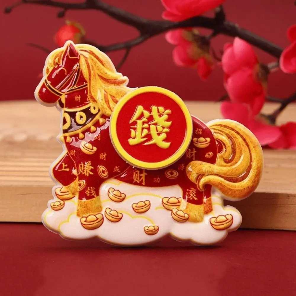 This 3D rotating refrigerator magnet features a cute cartoon God of Wealth for festive New Year home decoration.T260304