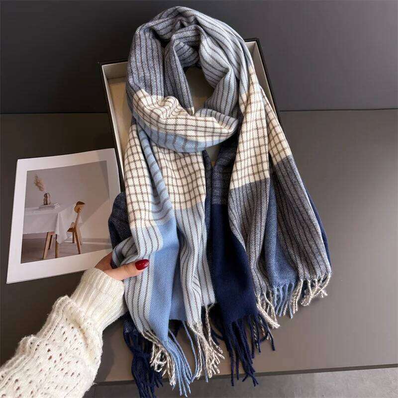 Winter Neck Warmer Scarf Women Men Autumn Thickened Tassel Pashmina Shawl Faux Cashmere Warps Elegant Blanket For Couple XJ260304
