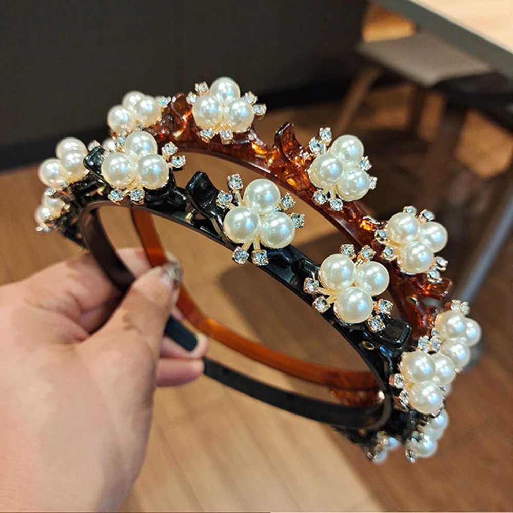 Double Layer Bands Clip Hairbands Fashion Plastic Braided Headband Punk New Knitting Womens Headwear Hair Accessories Pearl H260304 - view 4
