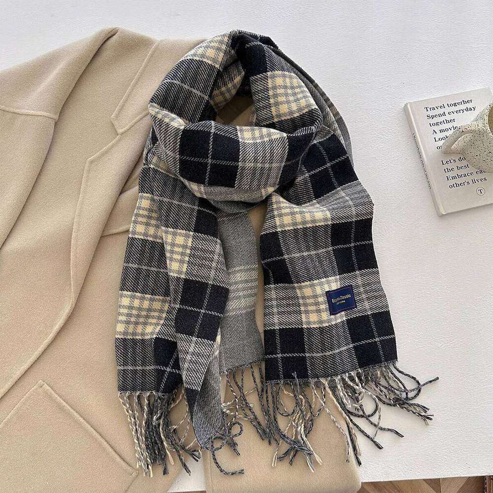 100 Color Autumn Winter Classic Plaid Scarf Women Cashmere Tassels Scarves Thickened Warm Shawl Windproof Pashmina Neckerchief XJ260304