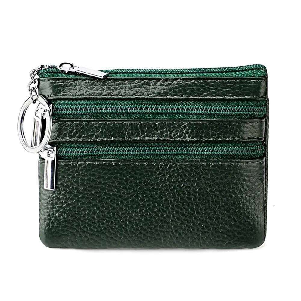 PU Leather Portable Money Coin with Key Ring Waterproof Pocket Purse Zipper Wear-resistant Credit Card Holoder Man Women C260304