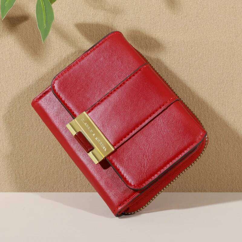 Women's Short Style New Korean Edition Simple and Fashionable Zero Wallet Buckle Zipper Multi Card Bag Small Squ C260304