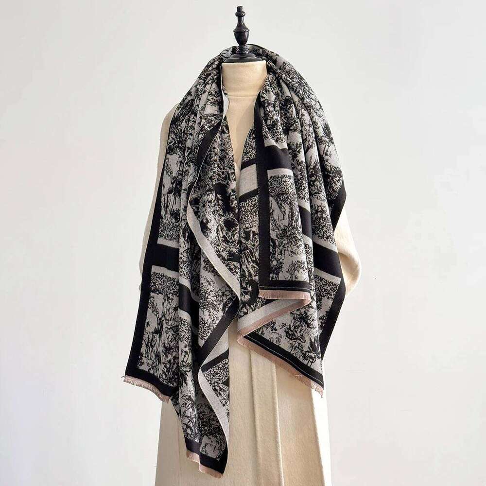 Elegant Ladies' Pashmina Autumn & Winter Thick Warmth Double Sided Tassel Printing Shawl Coldproof Windproof Blanket Scarf 2025 XJ260304