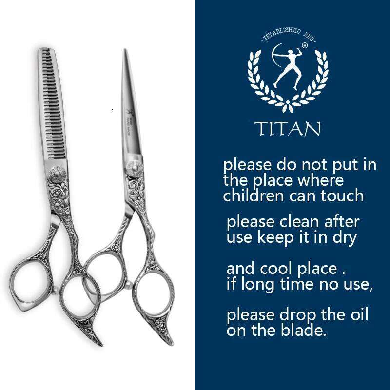 Titan Japanese 440 Steel 6 Inch Professional Scissors for Barber Cutting,, Hairdressing cut thinning shear H260303