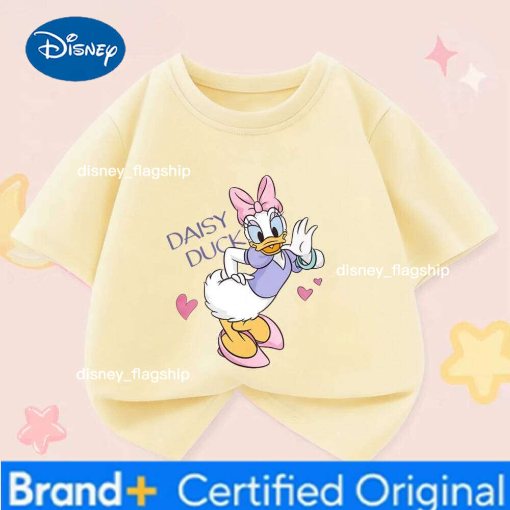 Disney Simple Fashion Cute Girls Tshirts Printed Daisy Duck Kids Short Sleeve Tees Children Clothing Summer Loose Casual T-shirt 0-neck XJ260304