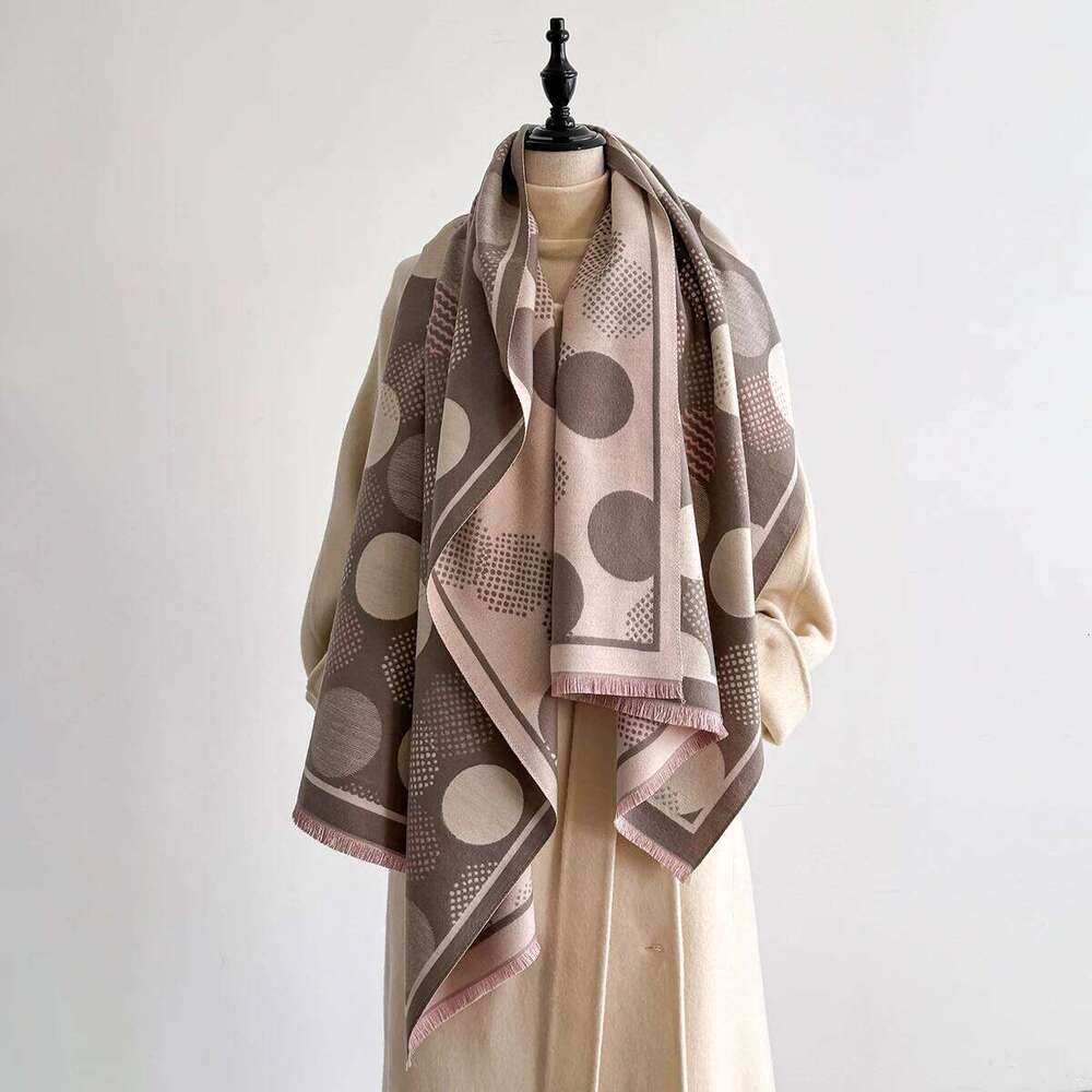 Luxury Designer Brand Polka Dot Print Winter Blanket Scarf Shawls for Women - Warm Faux Cashmere Pashmina, Large Wrap Long XJ260304
