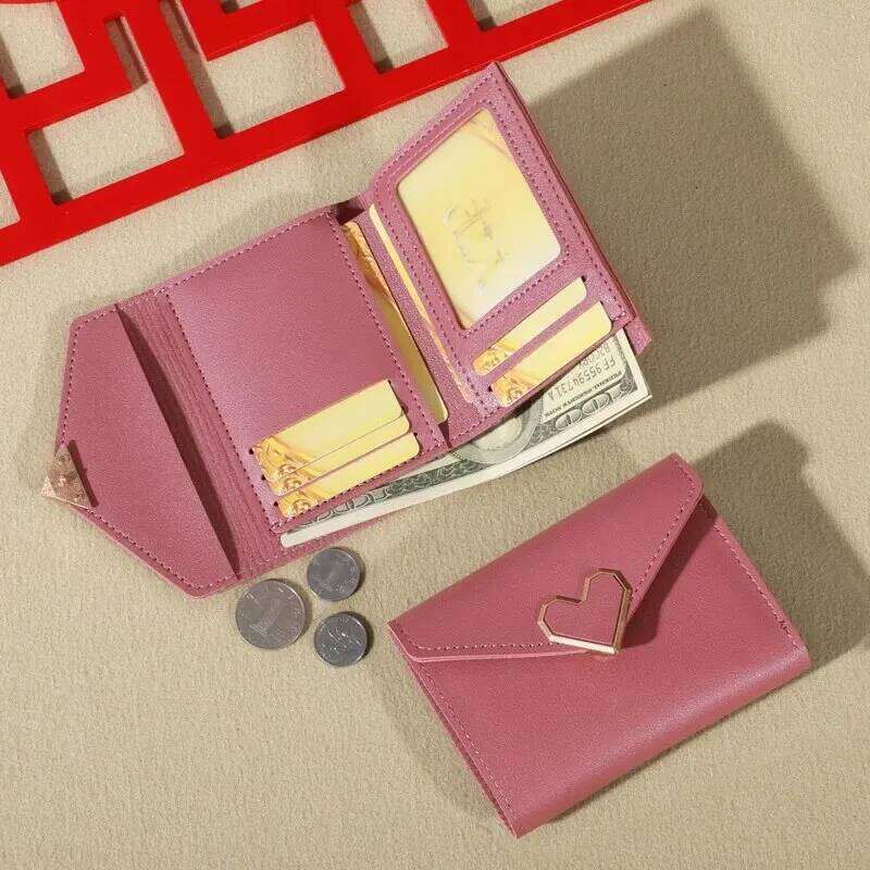 2023 New Small Women's Metal Short Fold Personalized Student Cute Mini Fashion Zero Wallet C260304