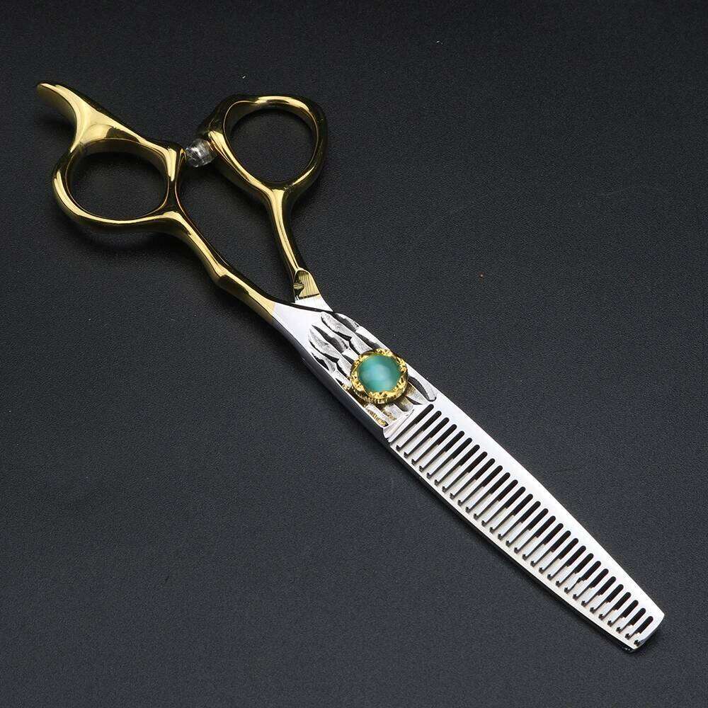 XUANTENG Golden 6-inch hair green agate screw cutting scissors, and thinning scissors set H260303