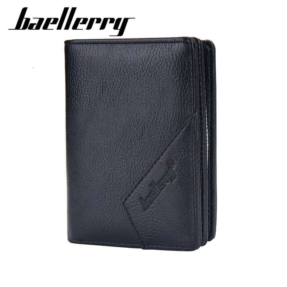 Baellerry Men's PU Wallet, Small & Large Capacity, 10 Slots + Transparent Clamp, Durable Lining, Easy Access Design C260304