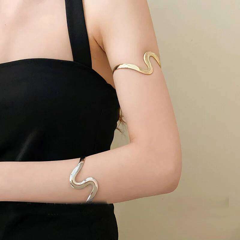 Personality Trendy Metal Irregular S-shaped Wavy Shape Open Wrist Bracelet Bangle For Women Party Jewelry XJ260303