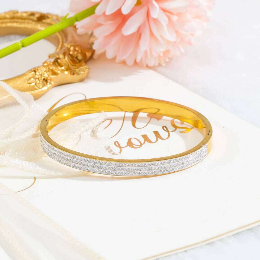 Sparkling Cubic Zirconia Bracelet for Women 18K Gold Plated Polished Stainless Steel Luxury Fashion Jewelry Valentine's Day Gift XJ260303