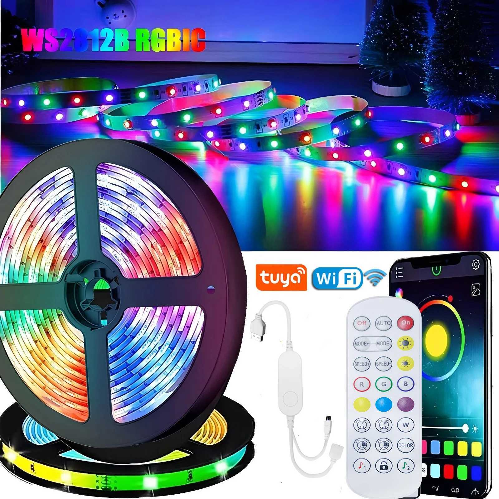 1-30M WS2812b Magic RGBIC Dream Strip Light DC5V Horse Racing 5050 USB LED RGB Strip Tuya App Running Atmosphere Light Home Deco H260304