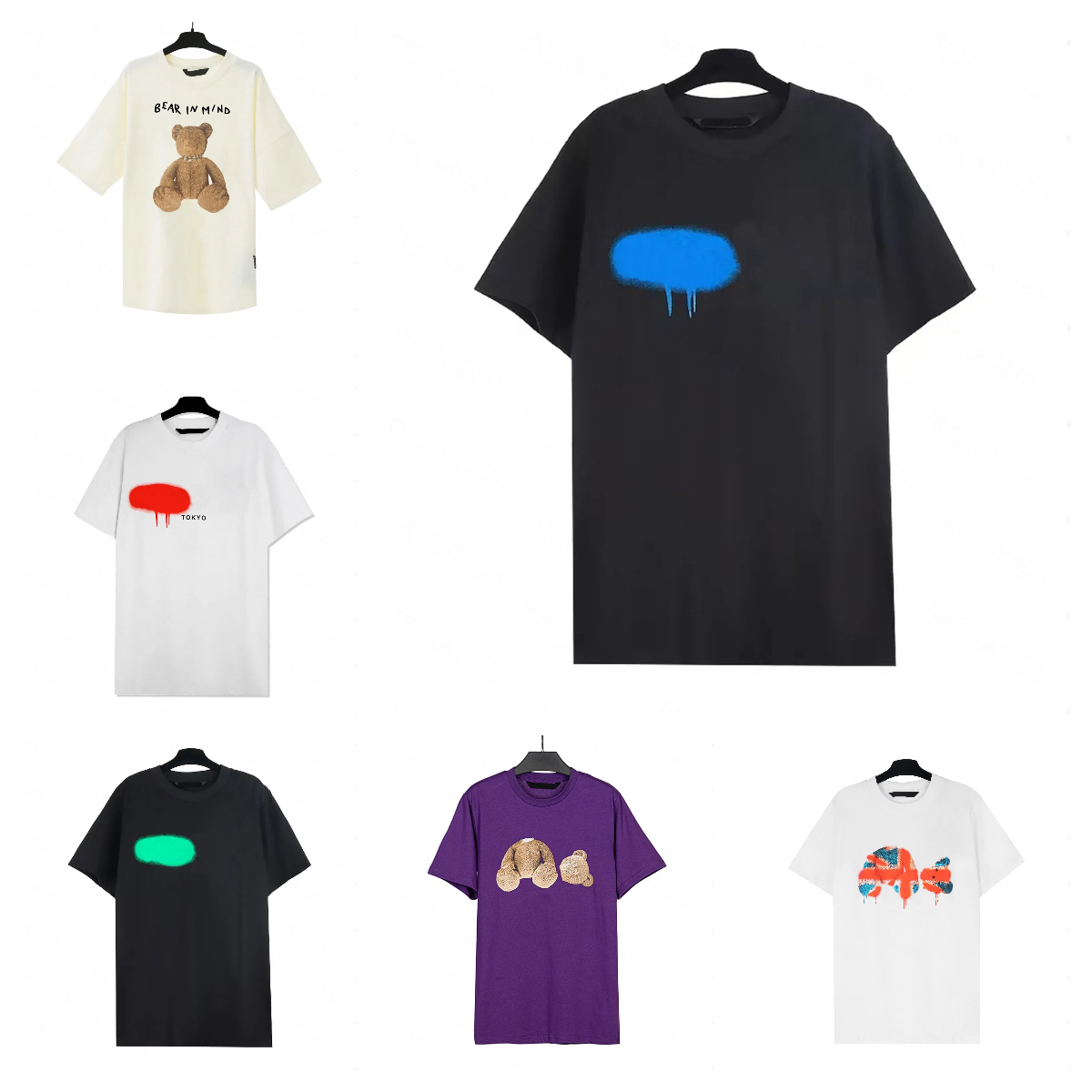 Designer Clothes Short Sleeve Classic Trend Broken Bear Graphic Tee Fashion Graffiti Mens Clothing Europe America Men Women Round Neck Loose Palms Tshirt 03