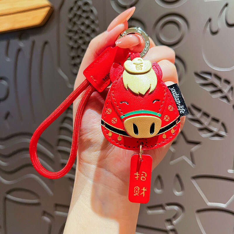 Leather Lucky Keychain Cute National Trend Zodiac Horse High-End Bag Pendant New Year Small Gift