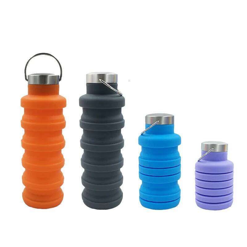 1PC 500ml Portable Silicone Water Retractable Folding Coffee Bottle Cups E Outdoor Travel Tools Collapsible Sport Bottles S260303