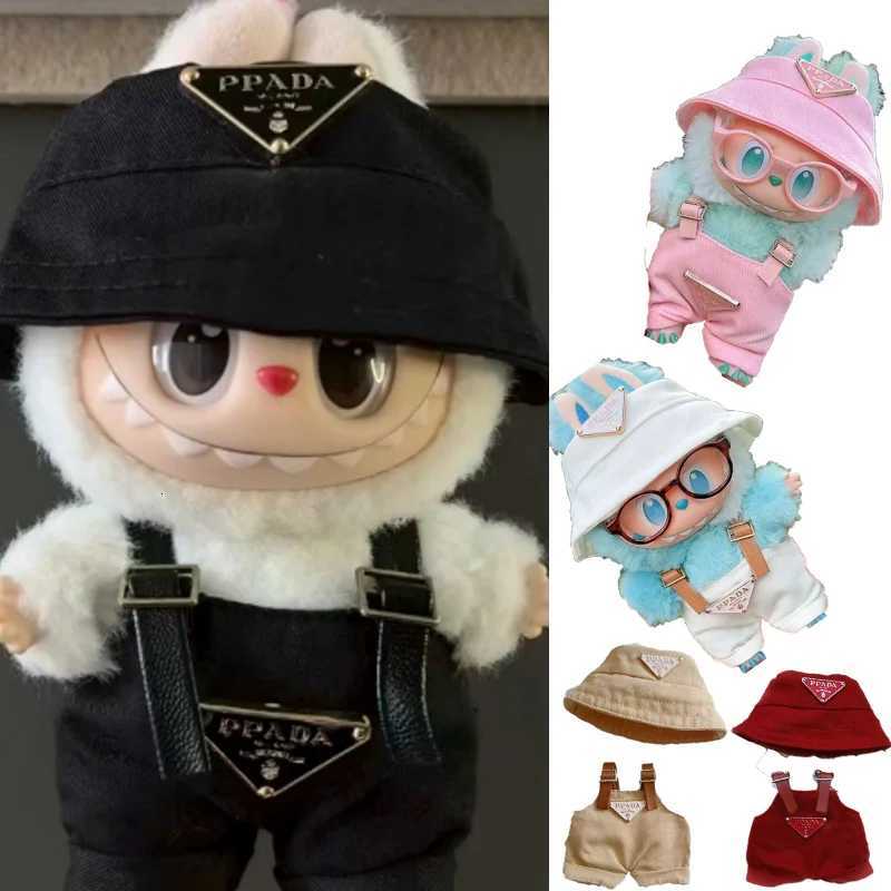 For Labubus Mini Doll Clothing Outfit Hat Clothes 15 17cm Doll Strap Pants Set Sitting Party Game Toys Clothing AccessoriesT260304