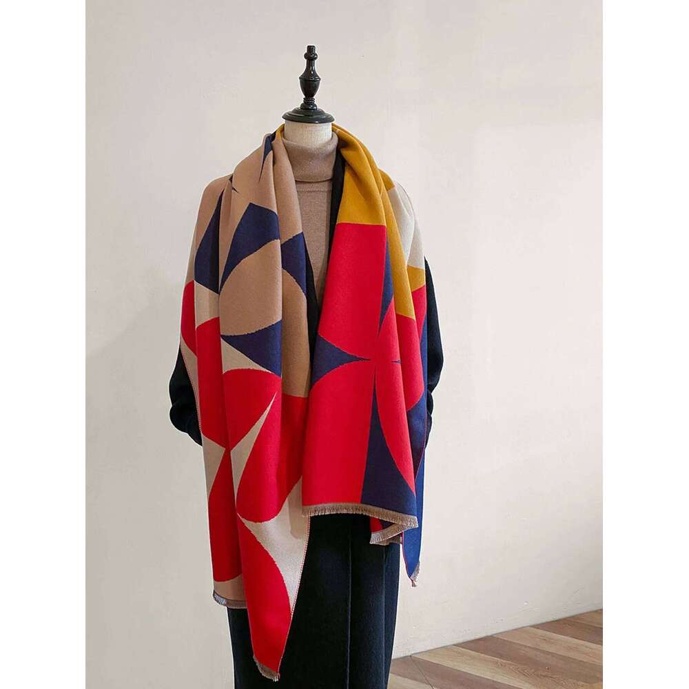 Winter Women's Luxury Design Double sided Imitation Cashmere Warm Scarf Shawl 2024 New XJ260304