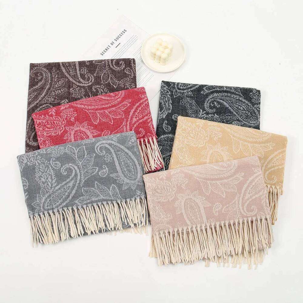 Autumn New Hot-selling Imitation Cashmere Cashew Fringed Scarf Women's Versatile Fashion Thickened Outer Warm Office Shawl XJ260304