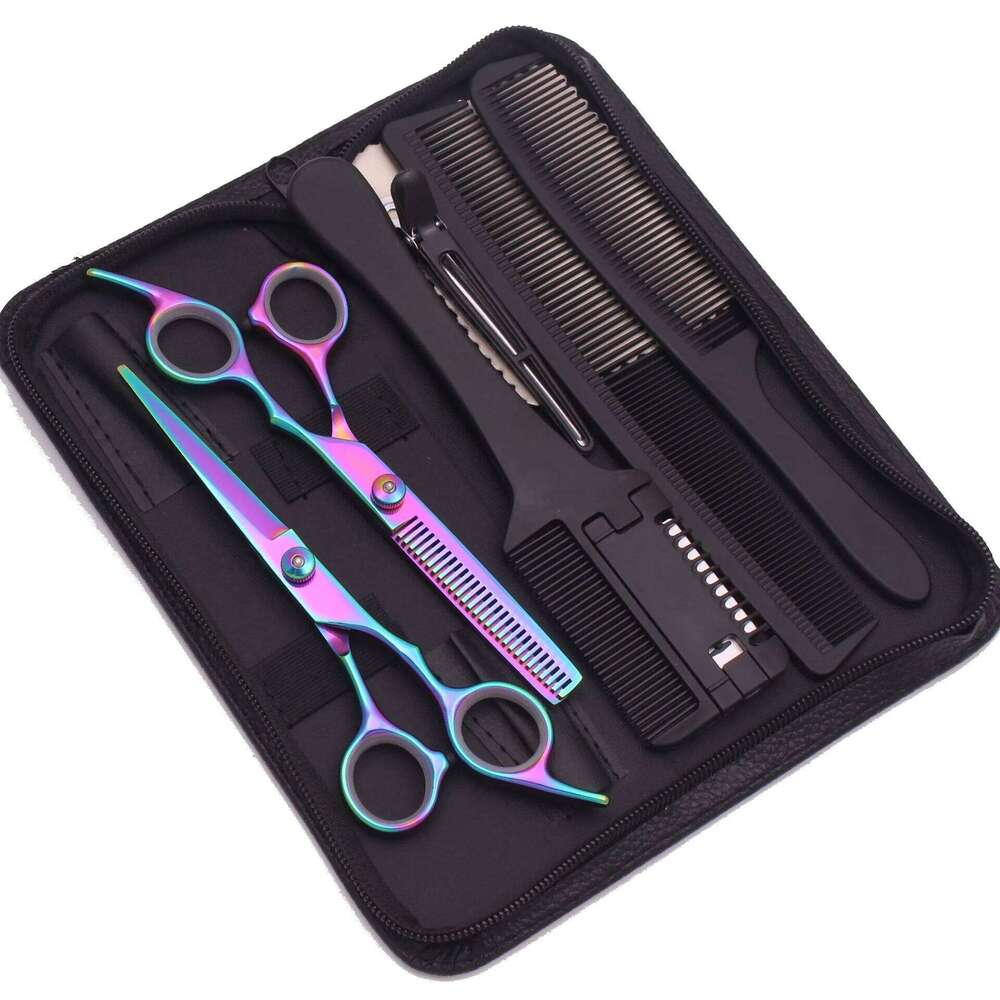 7-Piece Professional Hair Cutting Kit with Scissors Accessories - Stainless Steel Thinning Shears for Stylists & Home Use H260303